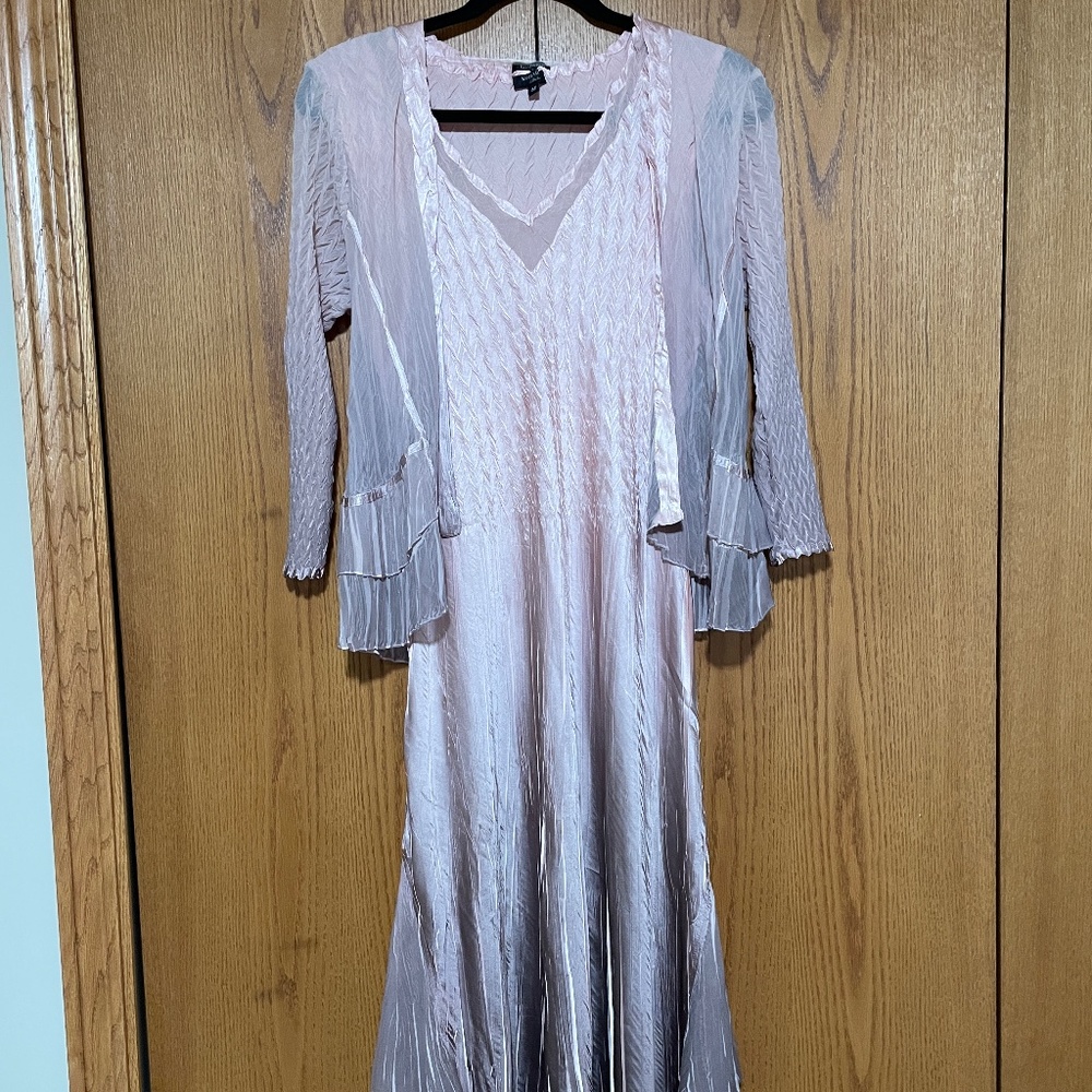 Komarov Midi Dusty Rose Ombre Sleeveless Dress with Jacket / Shrug